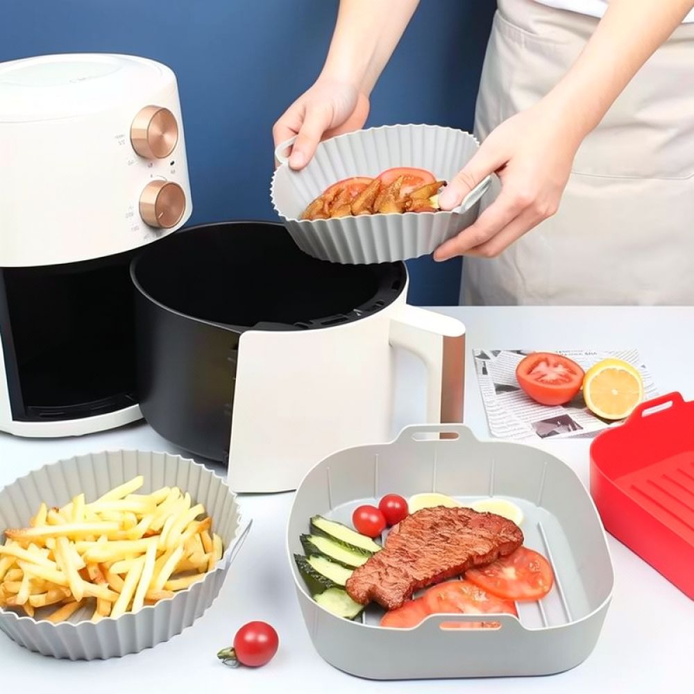 Air Fryer Silicone Pot Liner - وعاء قلاية هوائية مربع الشكل، مصنوع